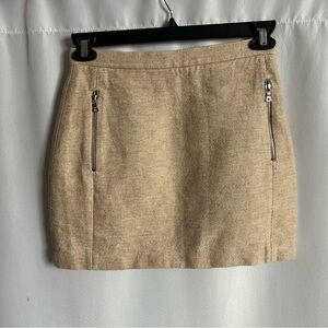 Sandro Tan Pencil Skirt with Zipper Details